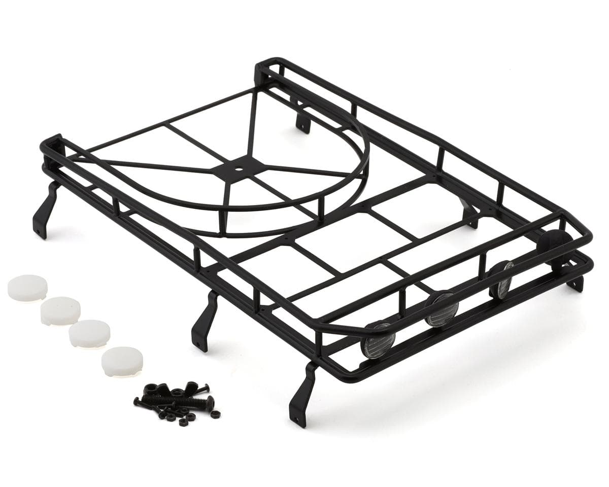 RC4WD Gelande II D90 Steel Roof Rack w/Tire Mount and IPF Light Pods