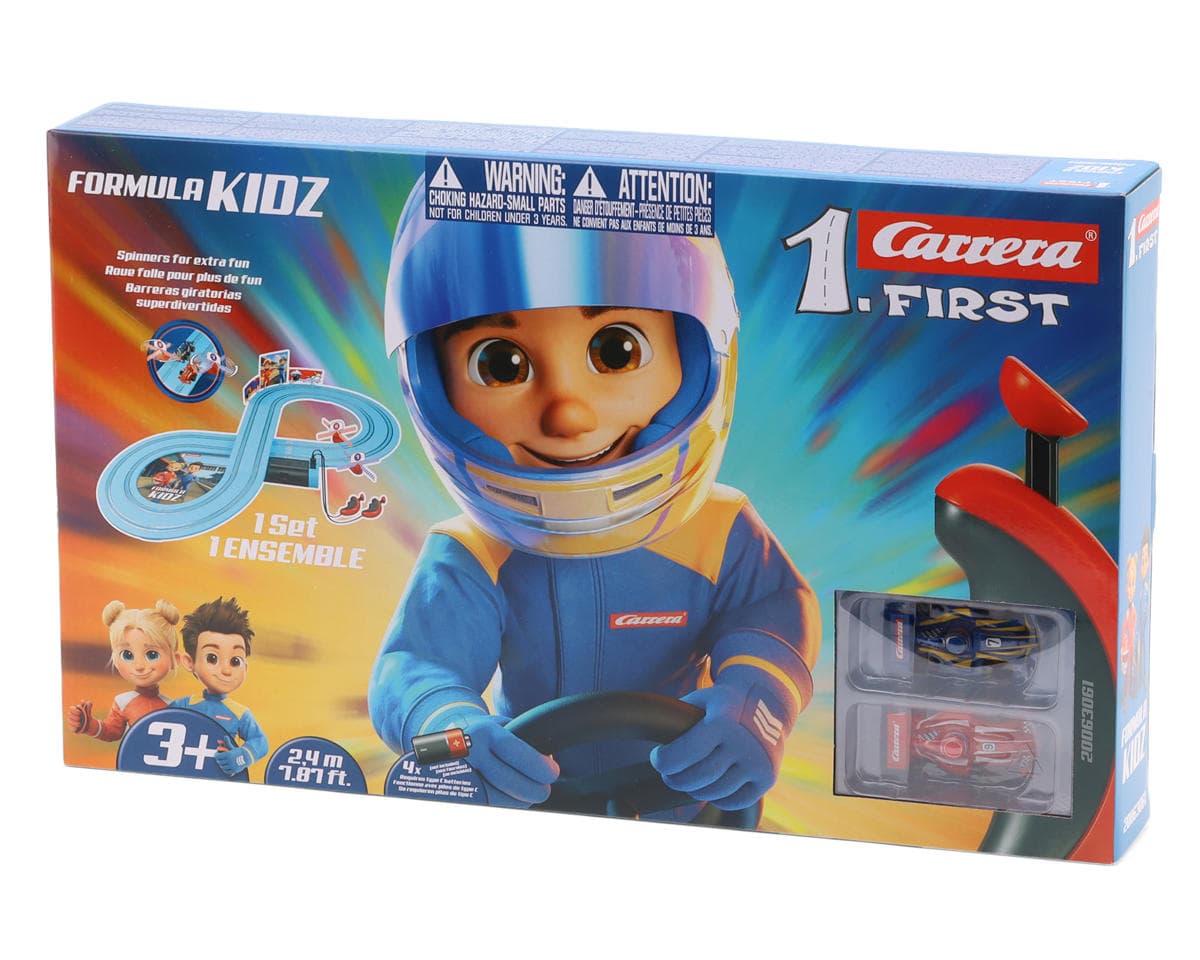 Carrera First Formula Kidz Slot Car Racing Track Set w/Fireflash & Thunderbold Cars