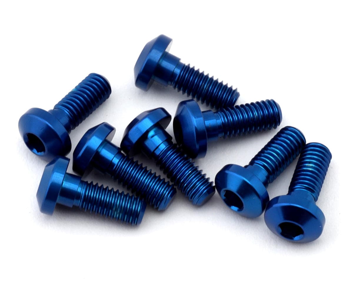 Revolution Design Team Associated RC10B7 Aluminum Centering Screws (Blue) (8) (3x8mm)