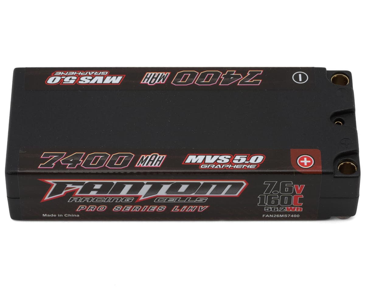 Fantom Pro Series MSV 5.0 2S Graphene Mid-Shorty LiHV 160C Battery (7.6V/7400mAh) w/5mm Bullets