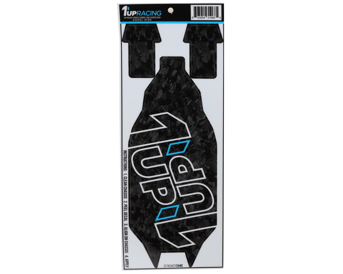 1UP Racing Team Associated RC10T6.4 Twin 1UP Outline Logo Chassis Protector Sheet (Forged Carbon)