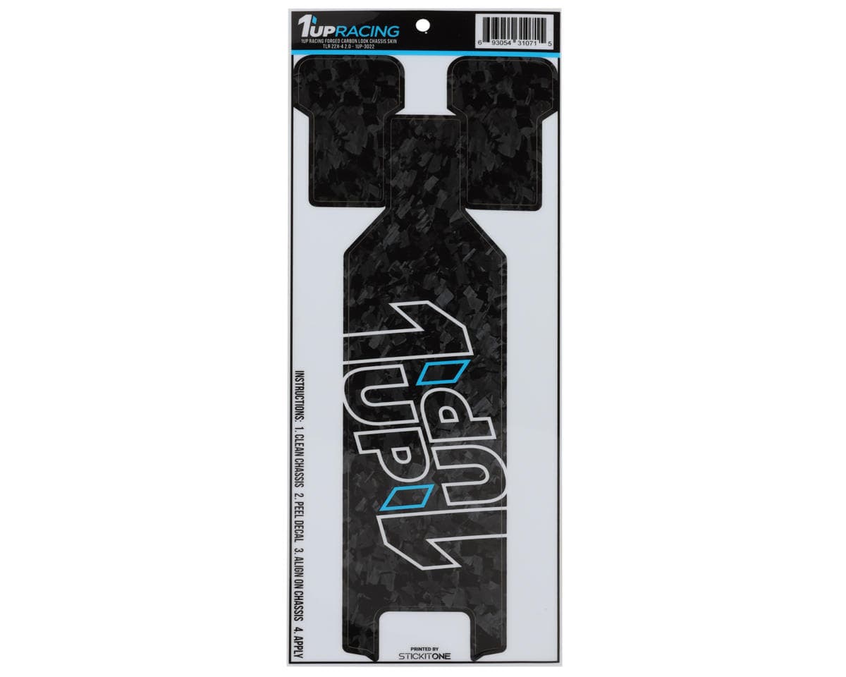 1UP Racing TLR 22X-4 2.0 Twin 1UP Outline Logo Chassis Protector Sheet (Forged Carbon)