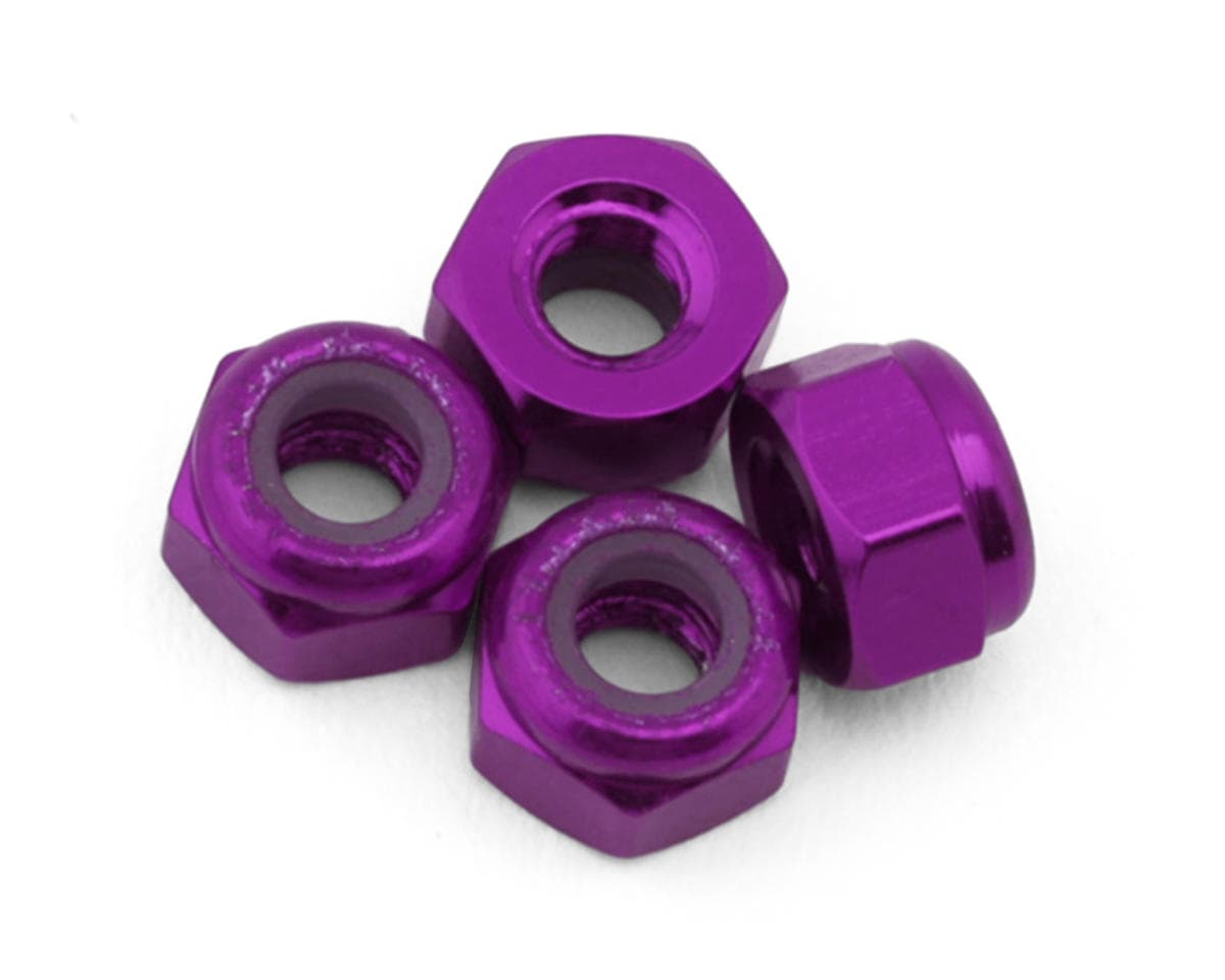Yokomo 3mm Aluminum Nylon Lock Nuts (Purple) (4)