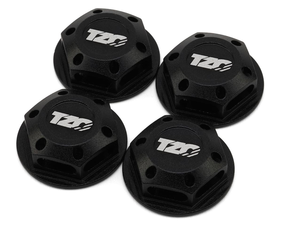 TZO Tires 17mm Aluminum "TZO Logo" Covered Serrated Wheel Nuts (Black) (4)