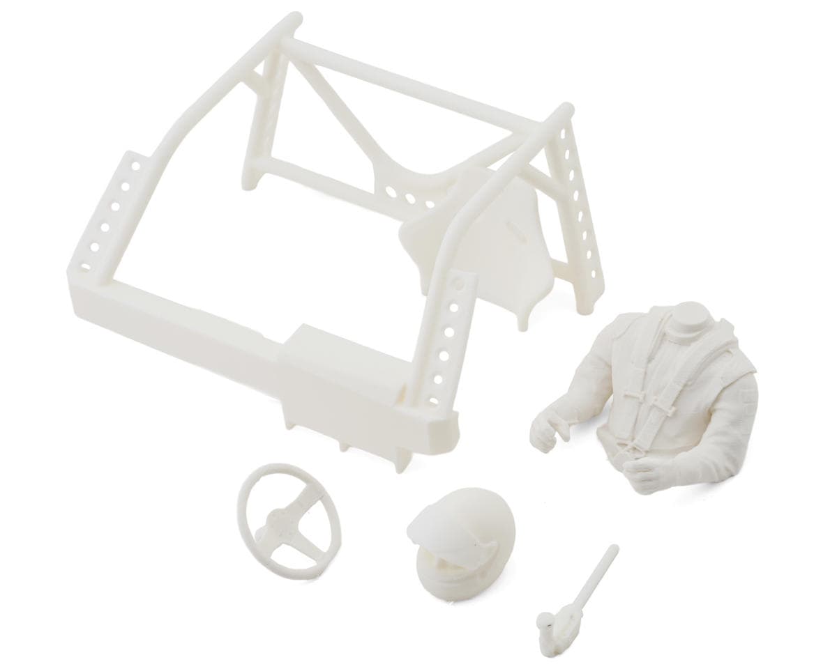 Knight Customs Trident Interior Set (Driver Torso w/Helmet, Seat, Roll Cage, Shifter, Steering Wheel) (White) (PLA Tough+)