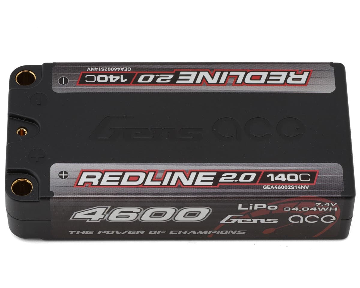 Gens Ace Redline 2.0 2S 140C Hardcase Shorty LiPo Battery (7.4V/4600mAh) w/5mm Bullets