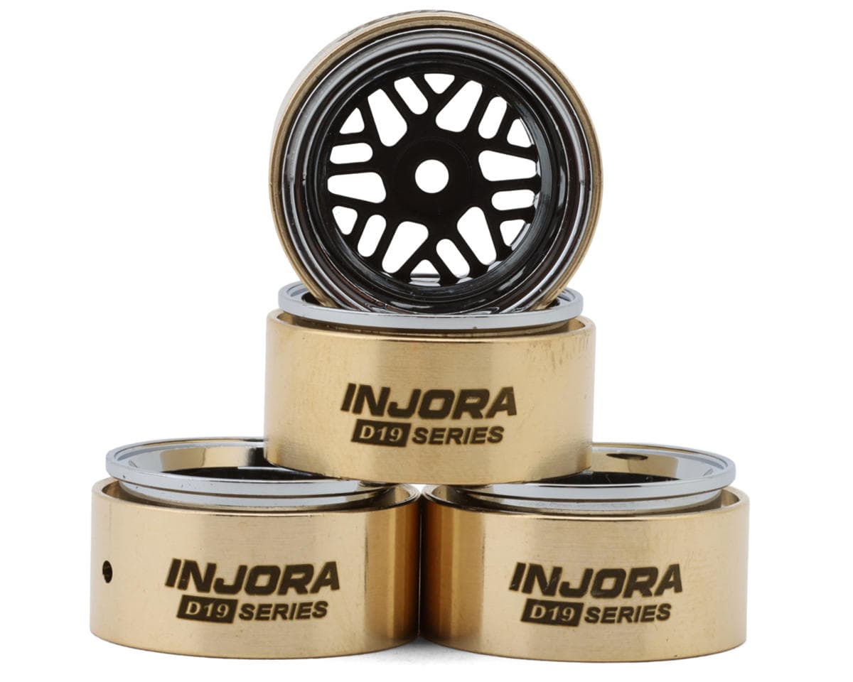 Injora 0.7" D19 ModuWheel Brass & Aluminum Micro Crawler Beadlock Wheels (Black) (4) (8.4g ea) (-2mm Offset) (Ascent-32)