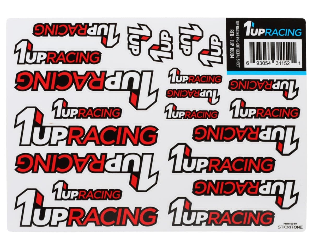 1UP Racing Pre-Cut Decal Sheet (Red)