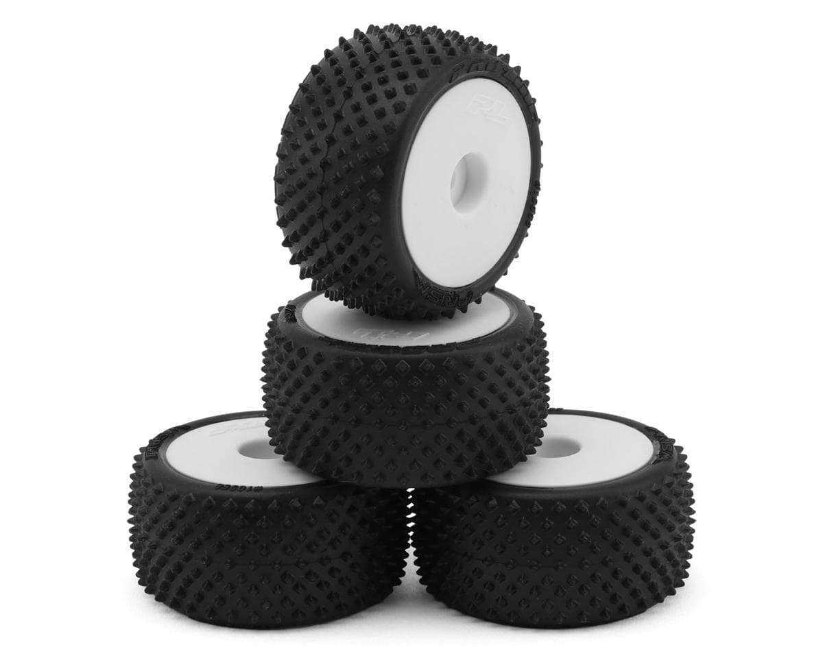 Pro-Line Losi® Micro-T™ Prism Front & Rear Pre-Mounted Carpet Tires (White) (4) w/7mm Hex