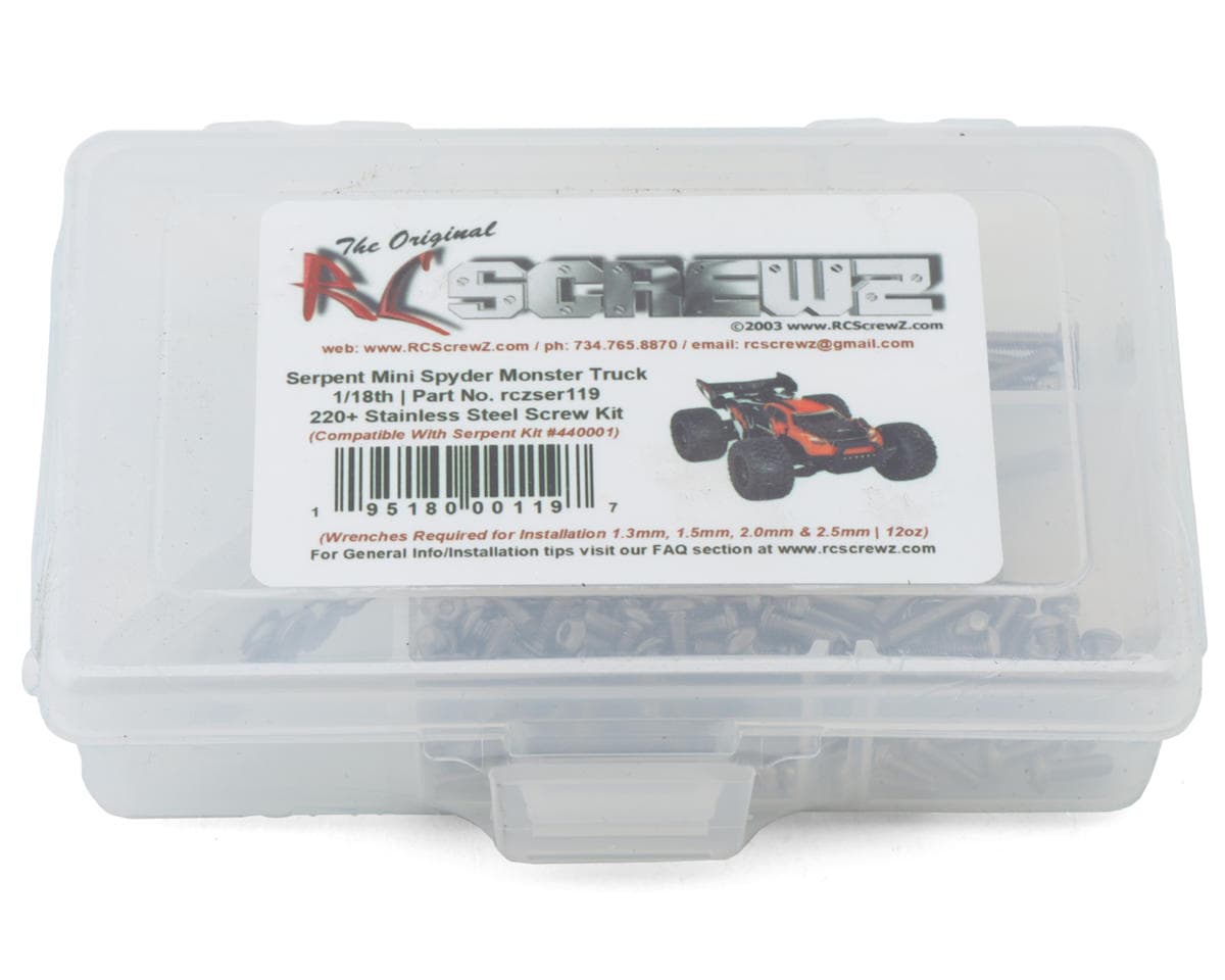 RC Screwz Serpent Mini Spyder 1/18 Monster Truck Stainless Steel Screw Kit