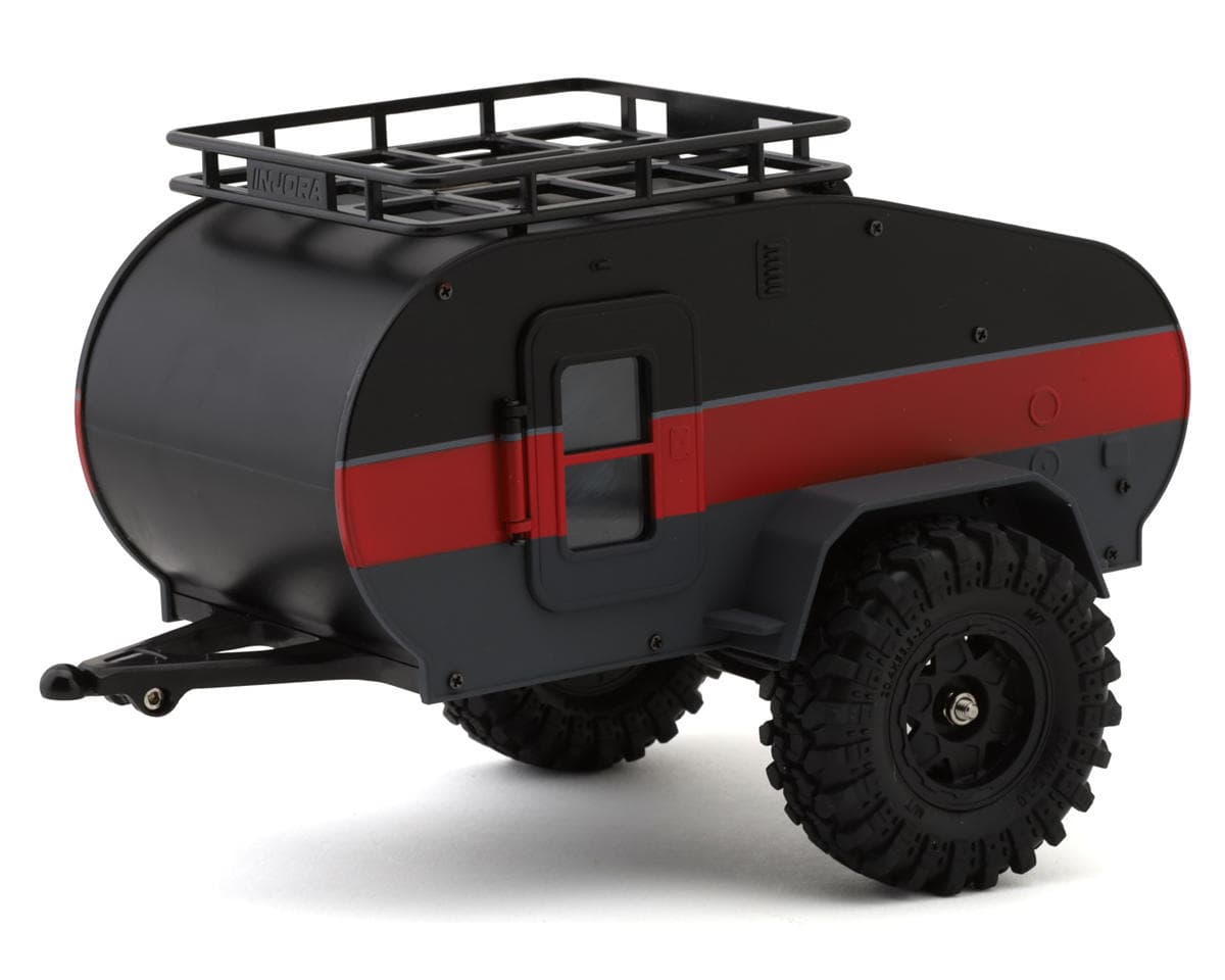 Injora Axial SCX24 1/24 Scale Teardrop Trailer w/Hitch (Black/Red)