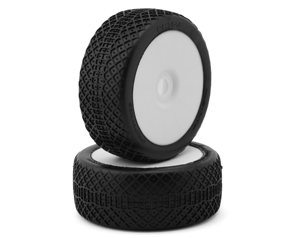 GRP Tires Prime Pre-Mounted 1/8 Buggy Tires (White) (2) (S25 - Super Soft)