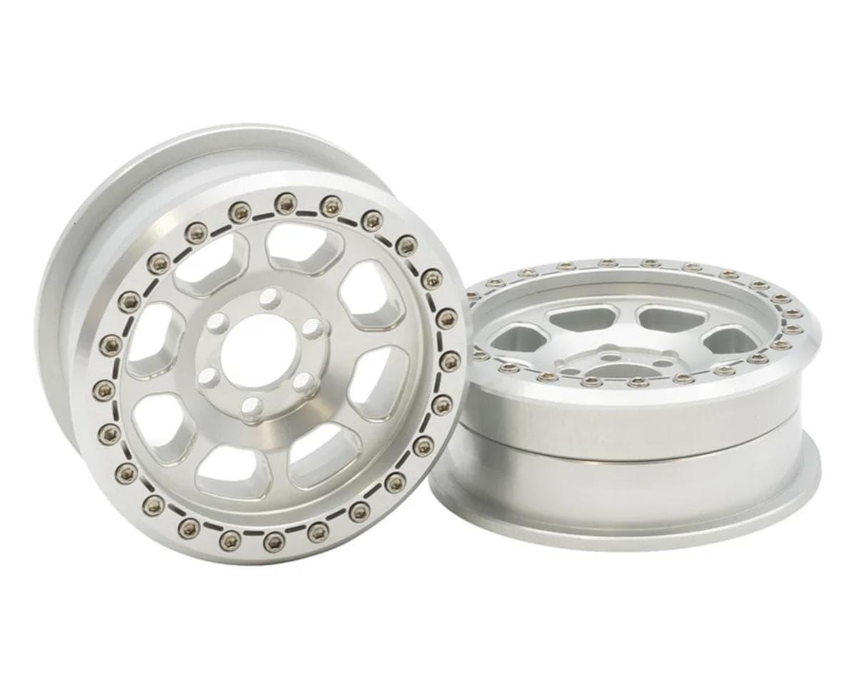 Vanquish Products 2.2" Battle Born Delta CNC Aluminum Crawler Beadlock Wheels (Clear) (2)