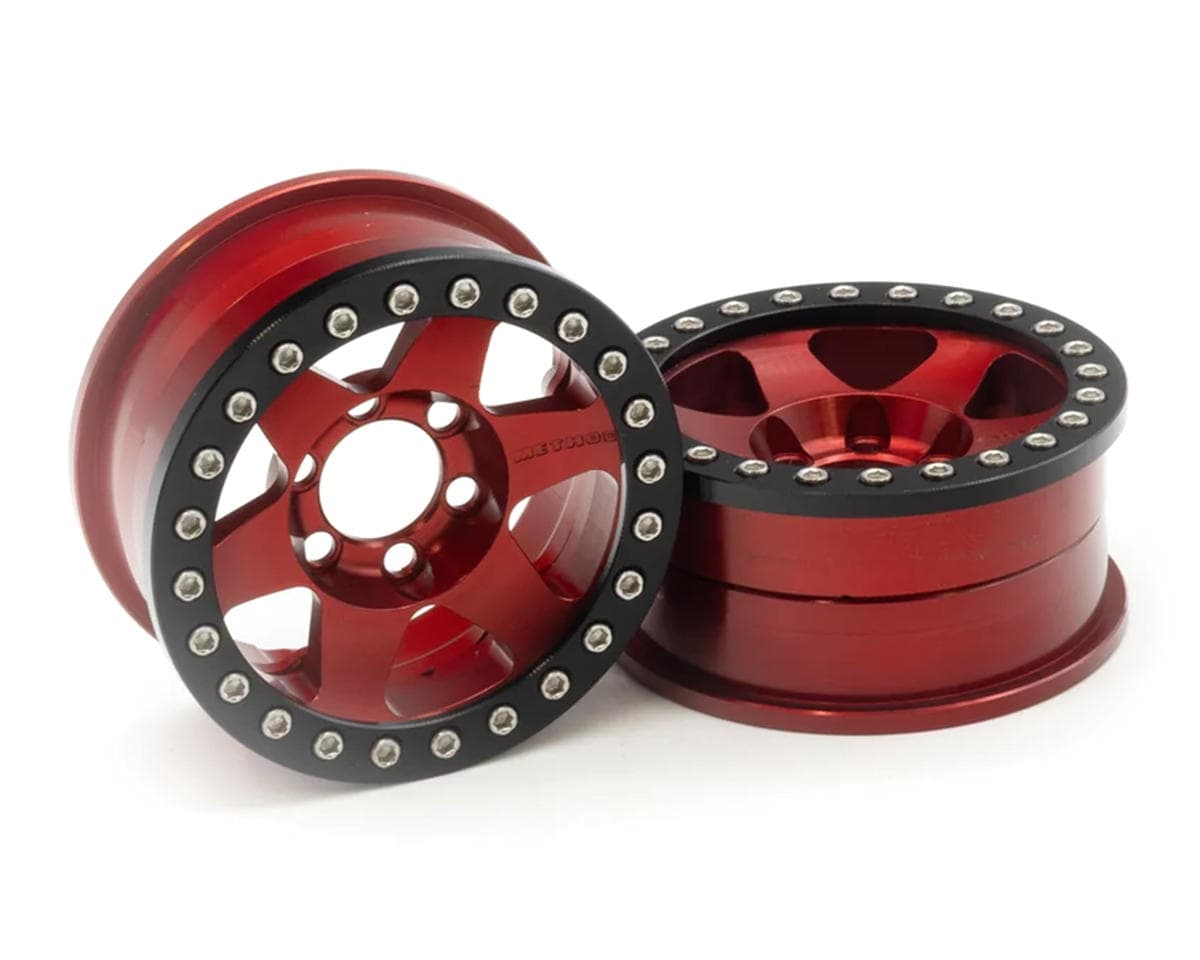 Vanquish Products 1.9" Method MR310 V2 CNC Aluminum Crawler Beadlock Wheels (Red) (2)