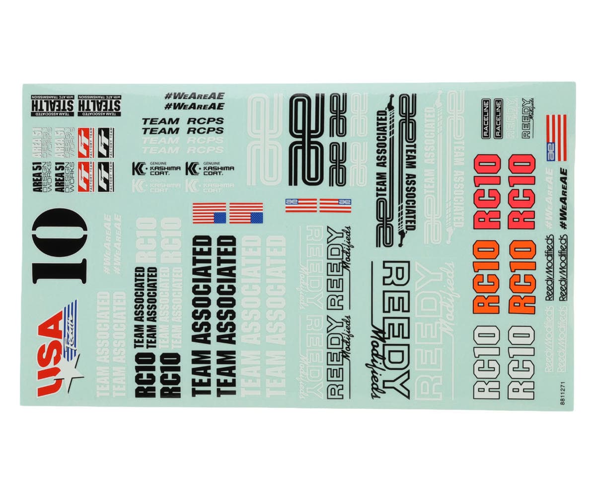 Team Associated RC10 Factory Team Decal Sheet
