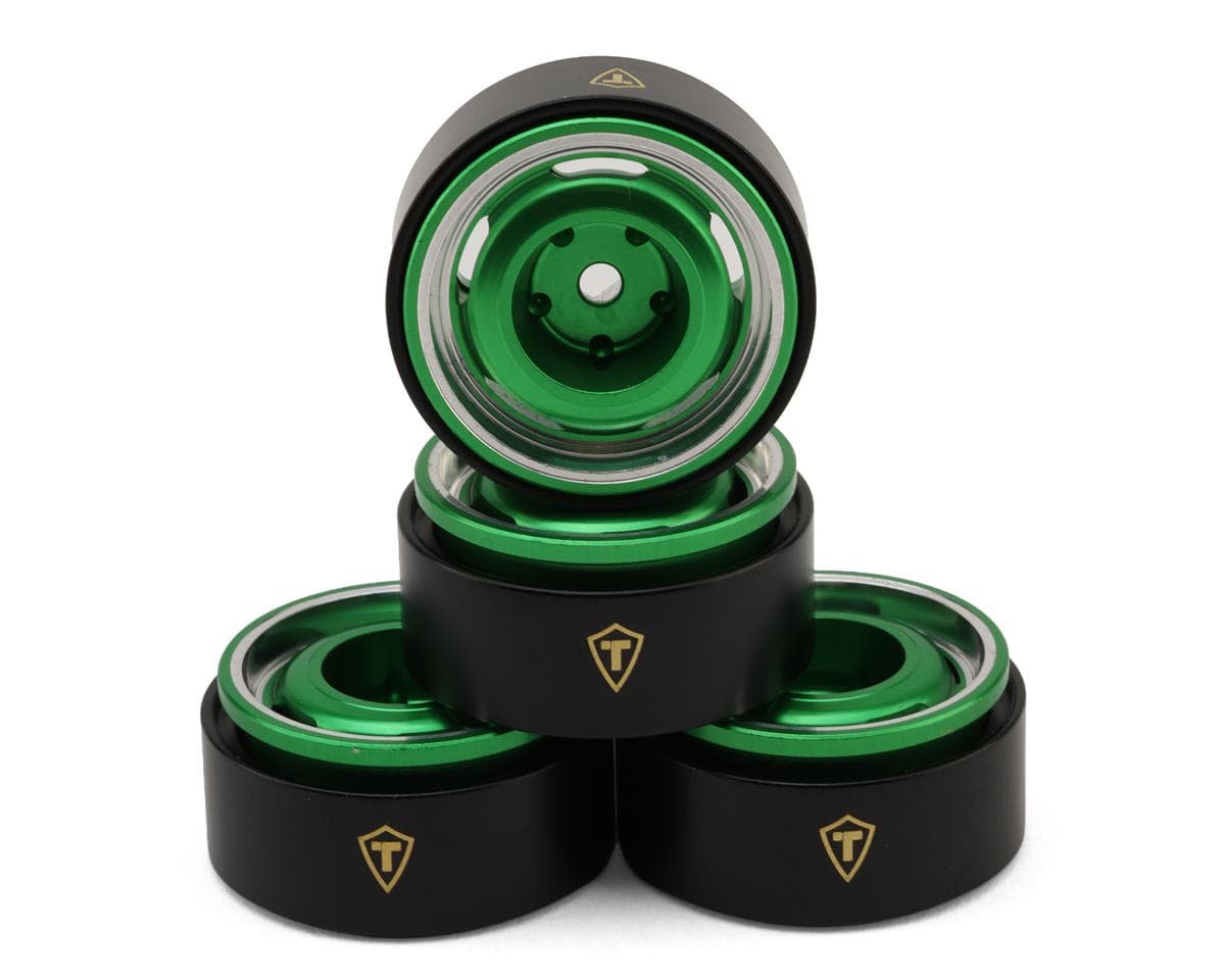 Treal Hobby Type-I 0.7" Aluminum Micro Crawler Beadlock Wheels (Green) (4) (9.5g ea) w/Brass Rings