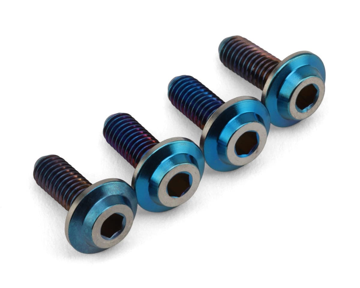 JConcepts 3mm "Top Hat" Large Flange Titanium Screws (Blue) (4) (8mm)