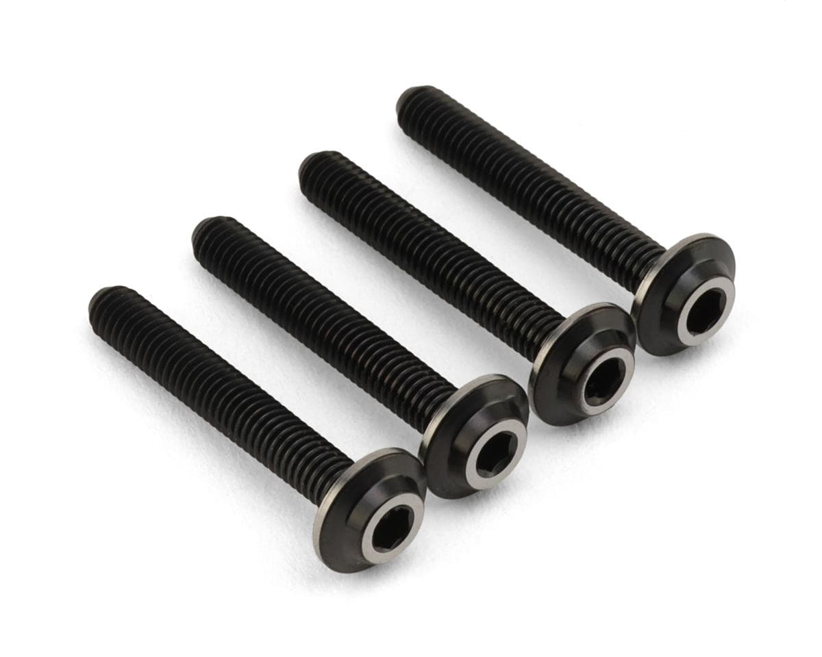 JConcepts 3mm "Top Hat" Large Flange Titanium Screws (Black) (4) (16mm)