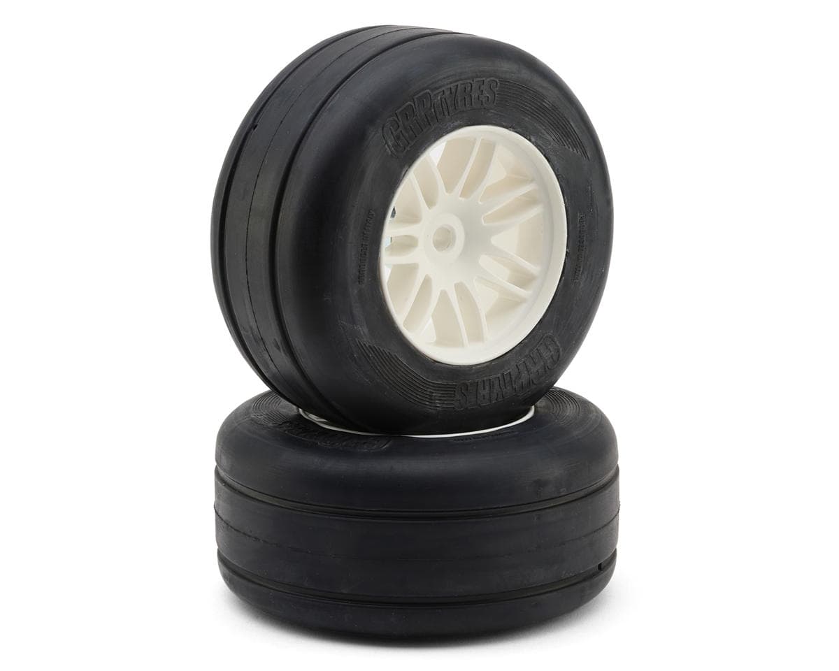 GRP Tires W66 REVO 1/5 F1 Front Pre-Mounted Rubber Tires (XM2/Medium) (White) (2)