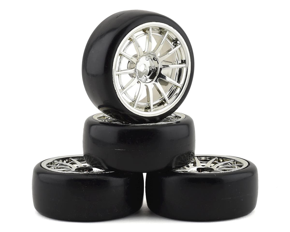 Team Integy "Type IV" Complete Drift Wheel & Tire Set (Chrome) (4)
