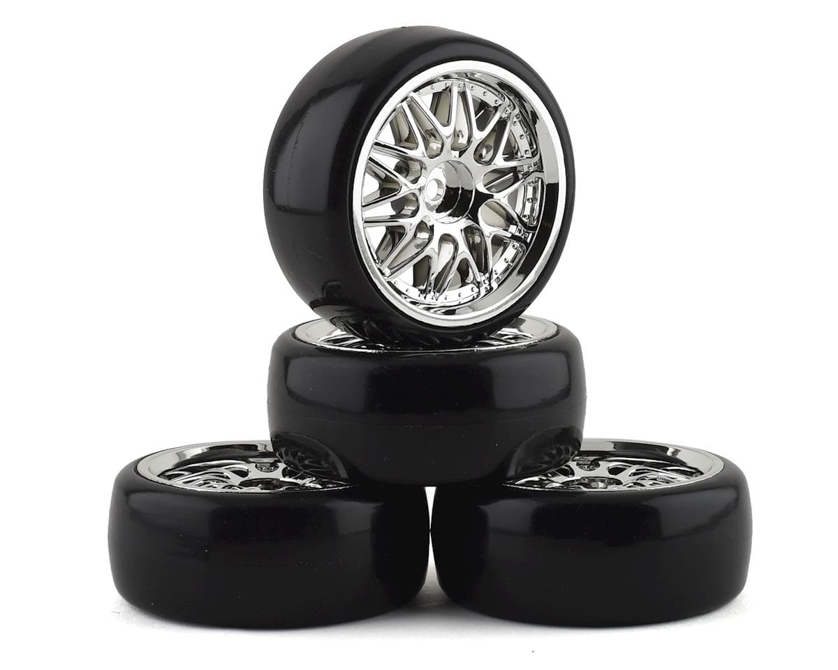 Team Integy "Type II" Complete Drift Wheel & Tire Set (Chrome) (4)