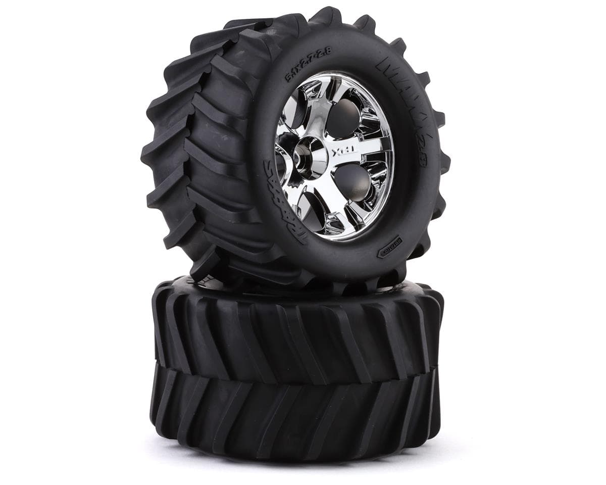 Traxxas Maxx 2.8" Pre-Mounted Tires w/All-Star Wheels (2) (Chrome)