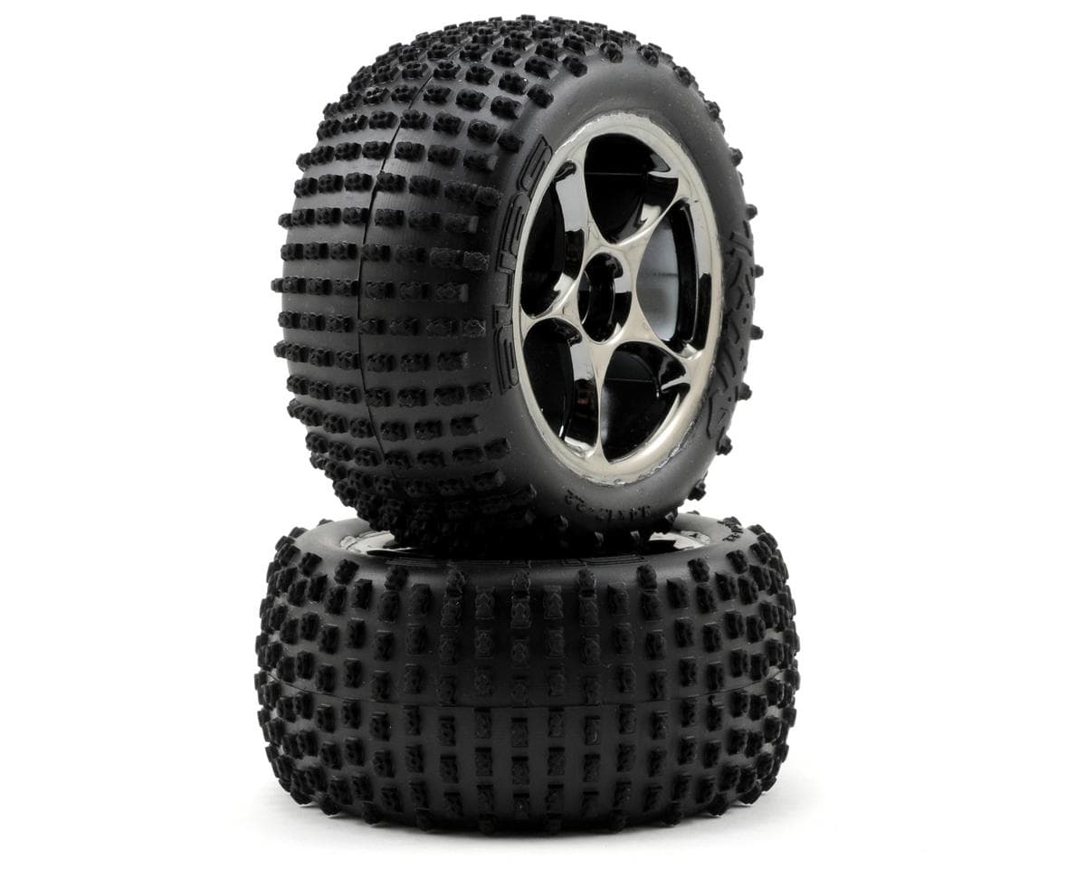Traxxas Alias 2.2" Rear Pre-Mounted Tires (2) (Bandit) (Black Chrome) (Standard)