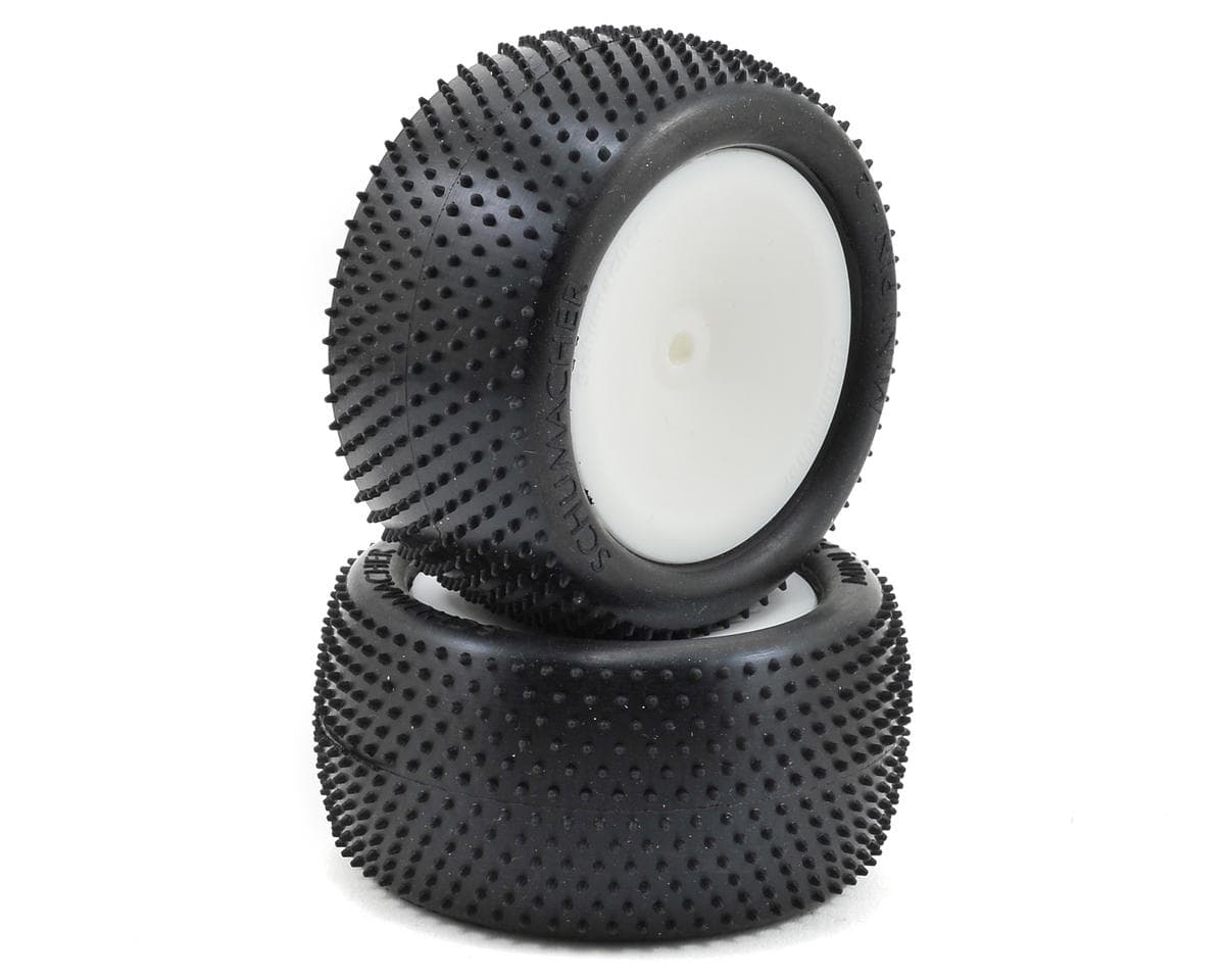 Schumacher "Mini Pin 2" 2.2" Rear Buggy Pre-Mounted Carpet Tires (Yellow) (White) (2) w/12mm Hex