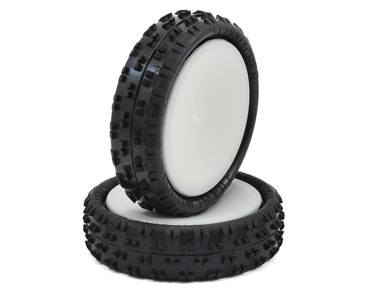 Schumacher "Cut Stagger" Pre-Mounted 2.2" 2WD Buggy Front Turf Tires (2) (Silver) (White) w/12mm Hex