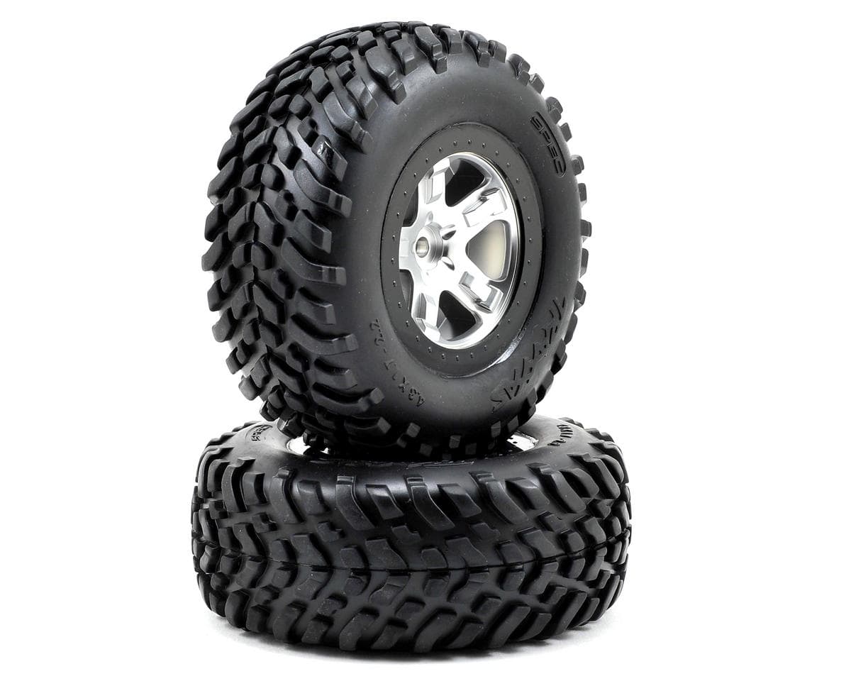 Traxxas 2.2/3.0 Tire w/SCT Rear Wheel (2) (Satin Chrome) (Standard) w/12mm Hex