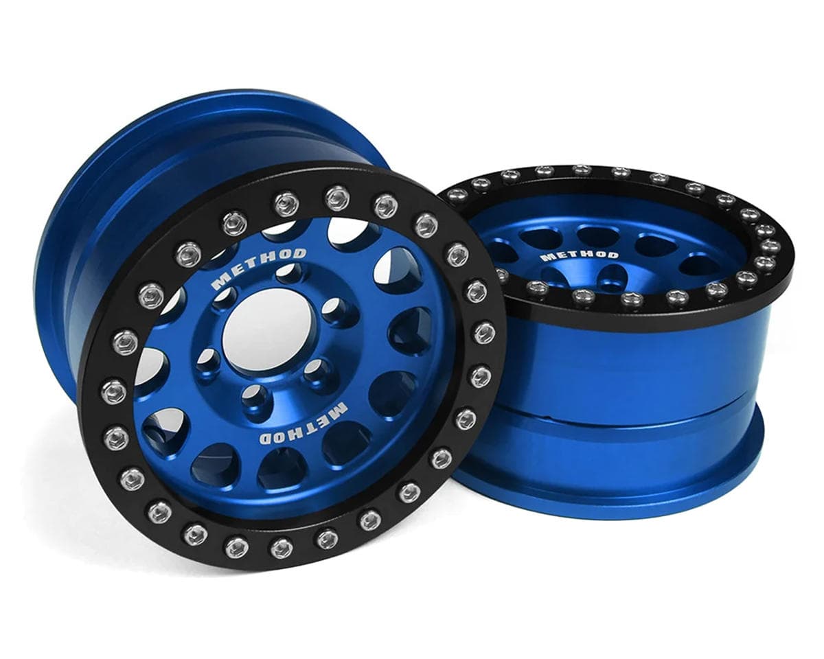 Vanquish Products 1.9" Method 105 CNC Aluminum Crawler Beadlock Wheels (Blue) (2)