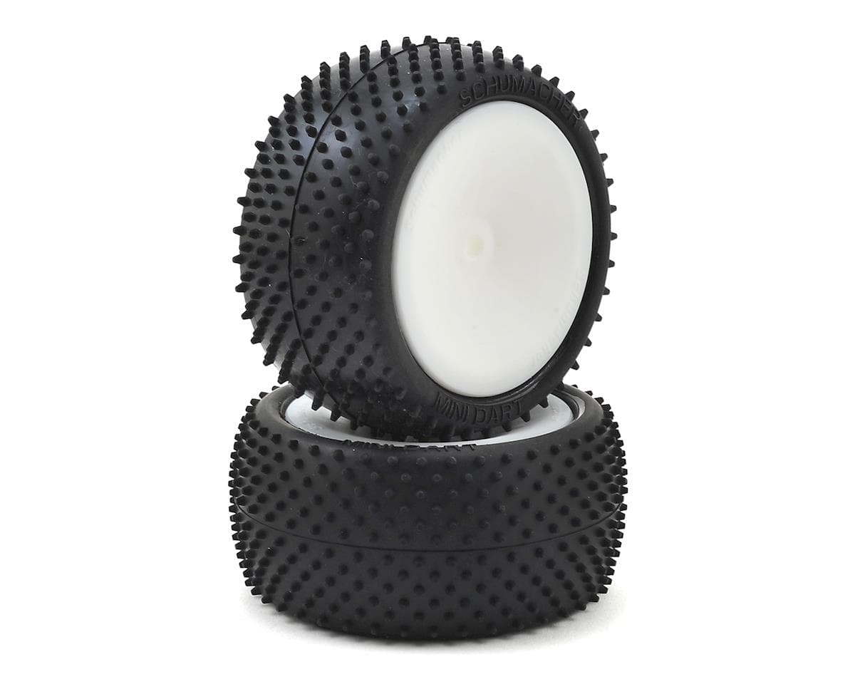 Schumacher "Mini Dart" 2.2" Rear Buggy Pre-Mounted Turf Tires (2) (Silver) w/12mm Hex