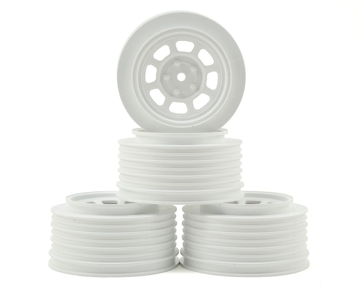 DE Racing Speedway SC Dirt Oval Wheels (White) (4) (+3mm Offset/29mm Backspace) (SC10/SC5M) w/12mm Hex