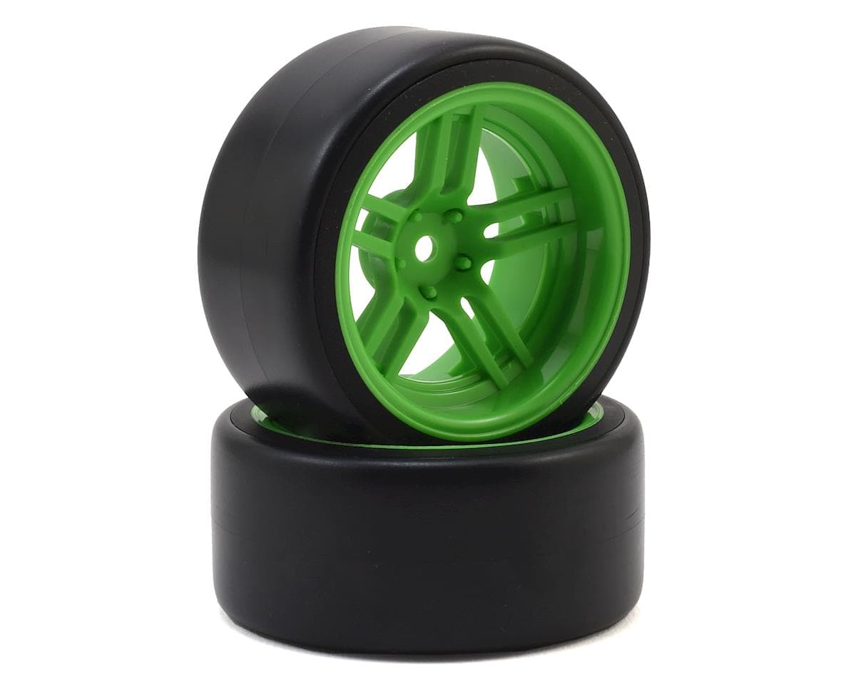 Traxxas 4-Tec 2.0 1.9" Rear Pre-Mounted Drift Tires (Green) w/12mm Hex Split-Spoke Wheels (Green) (2)