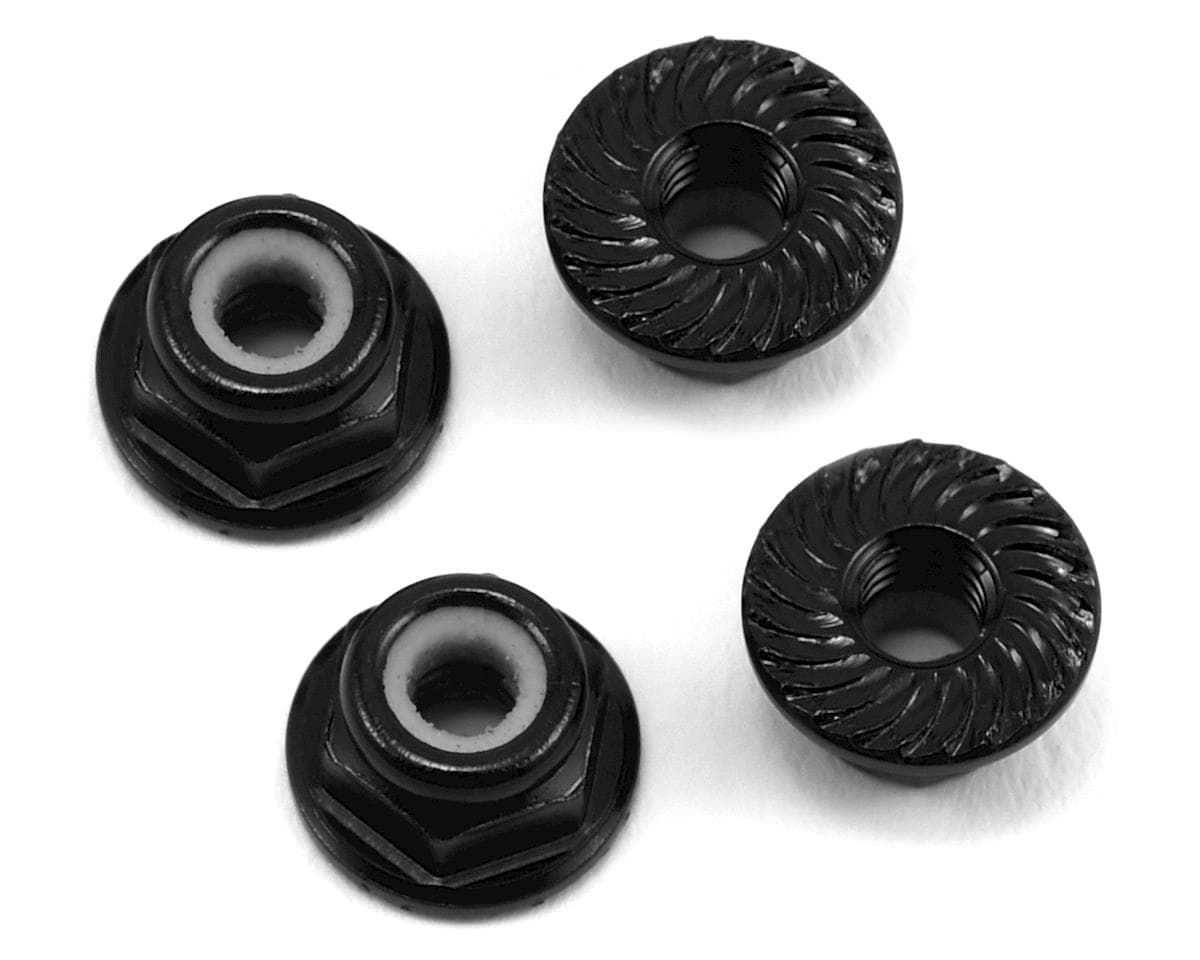 175RC Aluminum 4mm Serrated Locknuts (Black)