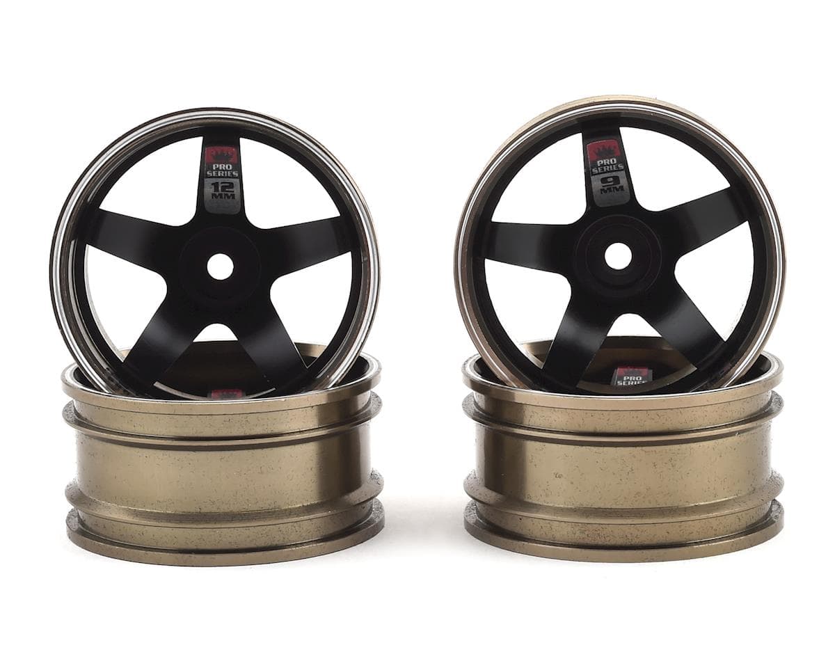 Firebrand RC HighFive PRO SERIES Aluminum Drift Wheels (4) (Gunmetal/Black) (9mm/12mm Offset) w/12mm Hex