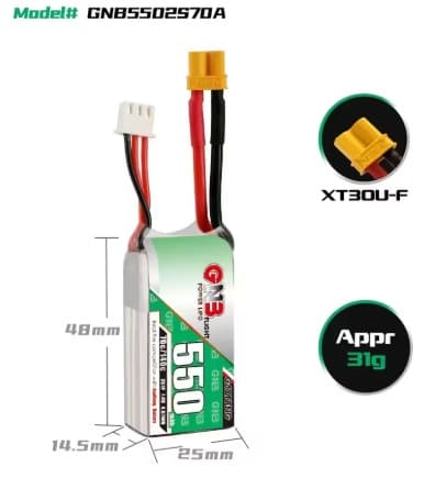 GAONENG GNB 550mAh 70c/140c 2s Lipo xt30