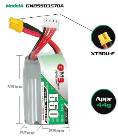 GAONENG GNB 550mAh 70C/140C 3s Lipo xt30